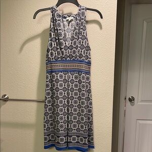 BOGO Max Studio Black and Blue Patterned Midi Dress